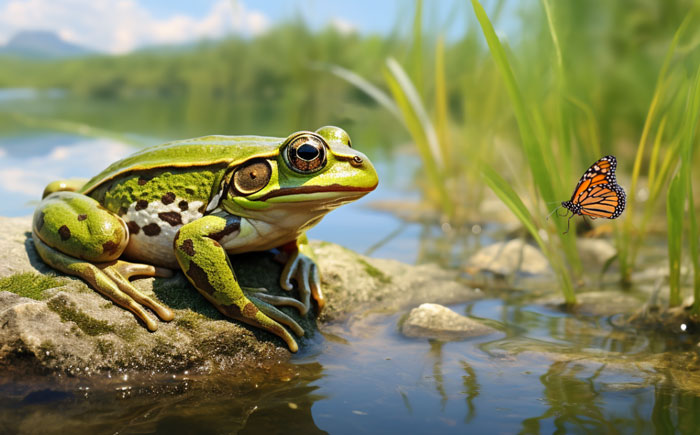 Frog Consider Before Eating A Butterfly